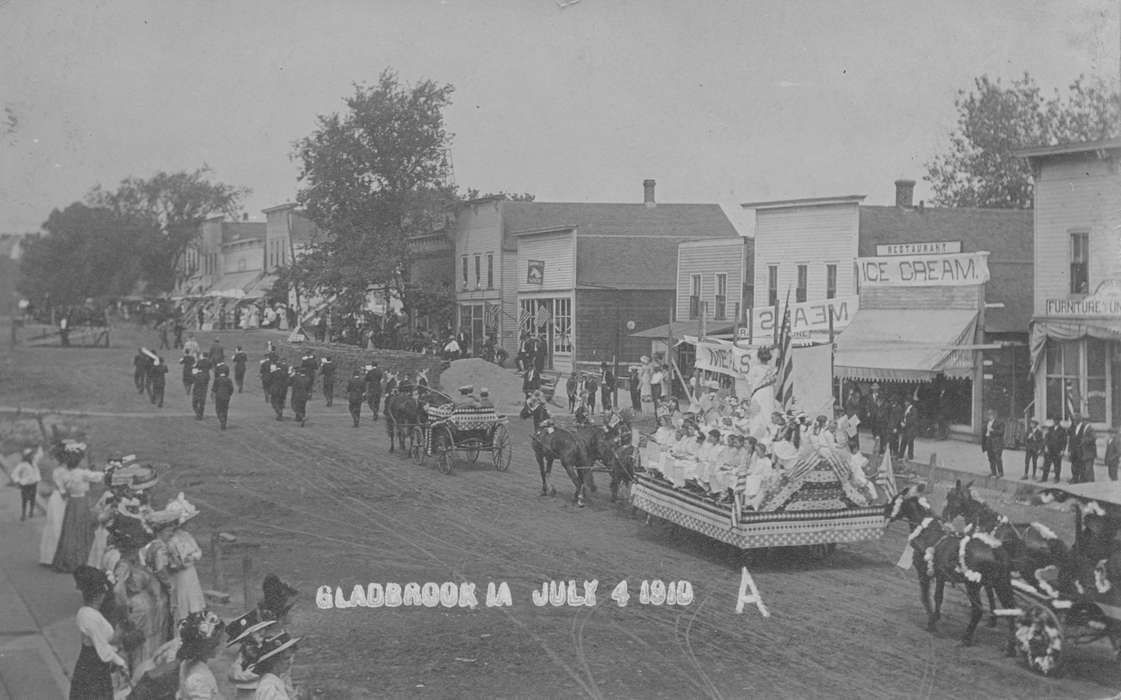 ice cream, Iowa, Reinhard, Lisa, parade, Iowa History, horse, Cities and Towns, history of Iowa, Holidays, Main Streets & Town Squares, Gladbrook, IA