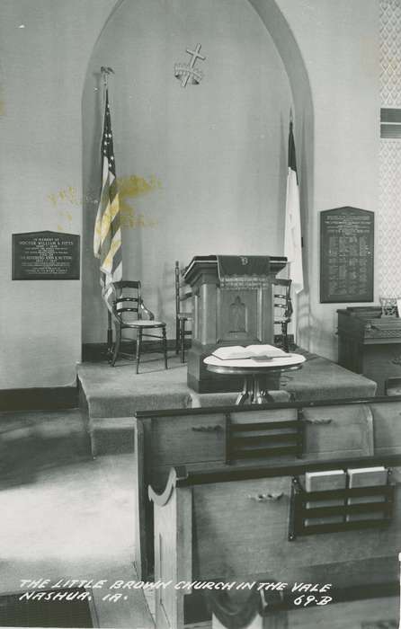 flag, pulpit, history of Iowa, Religious Structures, Iowa History, Nashua, IA, Iowa, Palczewski, Catherine, church
