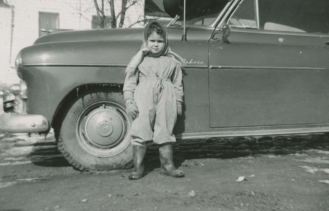 chevy, history of Iowa, snow pants, Iowa History, Motorized Vehicles, chevrolet deluxe, deluxe, chevrolet, car, boots, scarf, Eagle Center, IA, Christopher, Diane, Iowa, Farms, Children, hat, Portraits - Individual