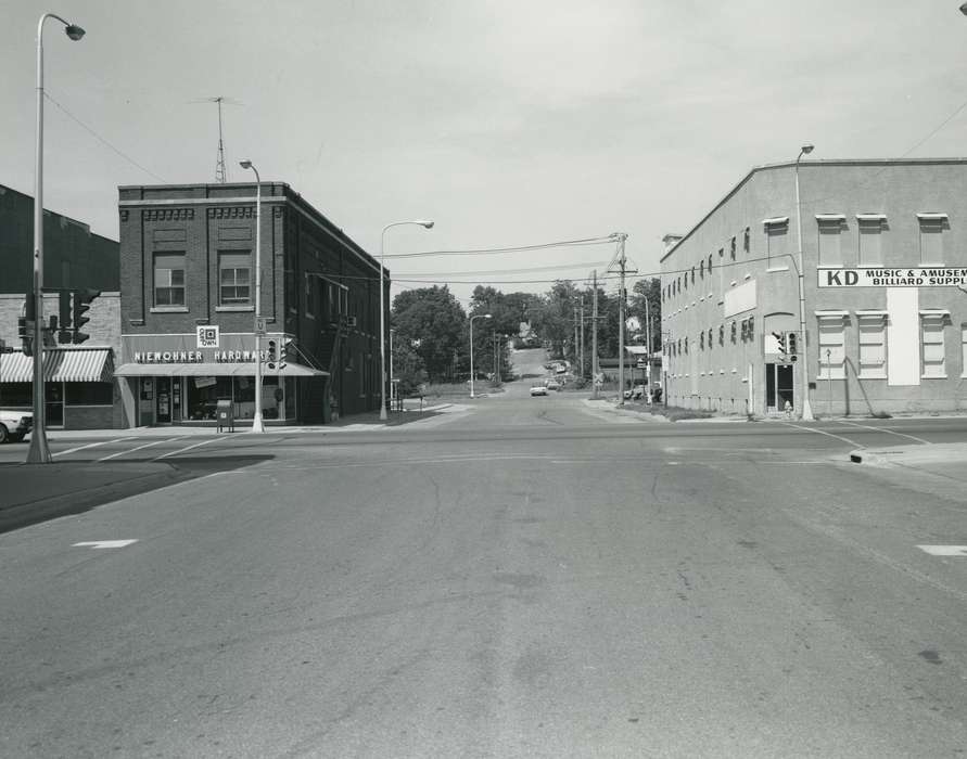 history of Iowa, music store, mailbox, hardware store, Main Streets & Town Squares, Iowa, Cities and Towns, traffic light, correct date needed, Businesses and Factories, Waverly Public Library, Iowa History