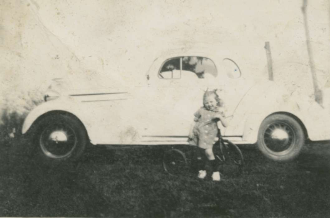 history of Iowa, Maharry, Jeanne, Ames, IA, Iowa History, Motorized Vehicles, car, Iowa, tricycle, Children, Portraits - Individual