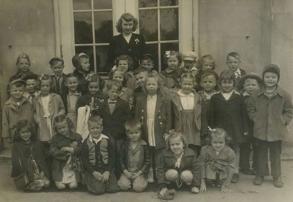 teacher, history of Iowa, Schools and Education, Iowa, Toledo, IA, Wiese, Rose, Children, Iowa History, Portraits - Group, school