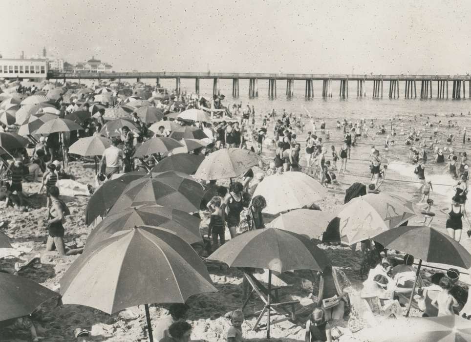 Travel, history of Iowa, Iowa History, Ocean Grove, NJ, atlantic ocean, ocean, bathing suit, sand, umbrella, beach, Iowa, Outdoor Recreation, McMurray, Doug, pier, swimsuit, Leisure