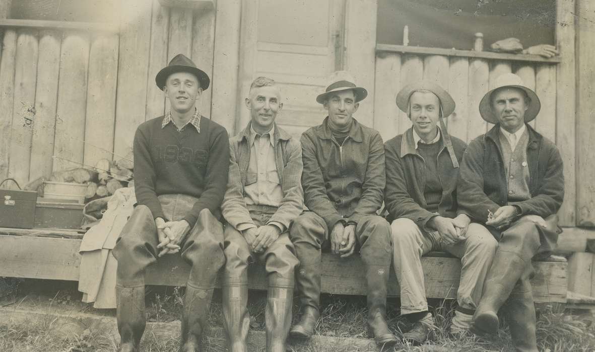 Iowa History, McMurray, Doug, cabin, boots, Inguadona, MN, Iowa, history of Iowa, Portraits - Group, lunchbox, Outdoor Recreation, hat, Travel, log, gloves
