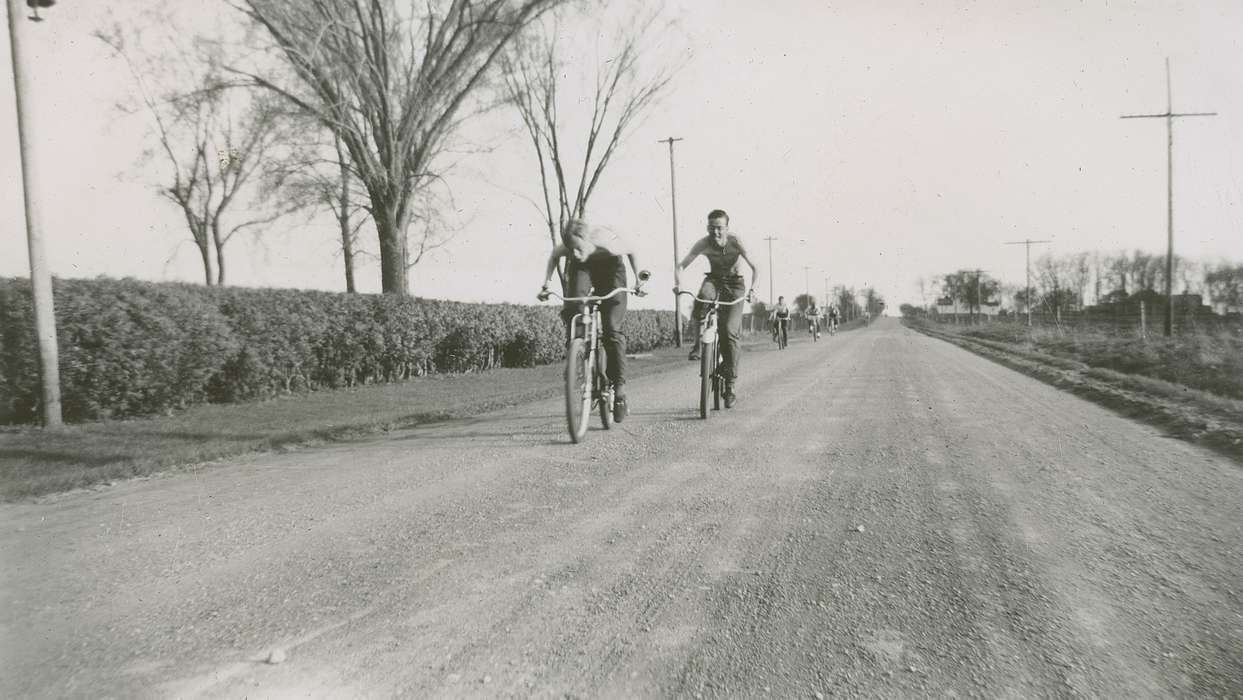 Outdoor Recreation, Iowa, hedge, Webster City, IA, bike, McMurray, Doug, Children, telephone pole, bicycle, race, history of Iowa, dirt road, Iowa History