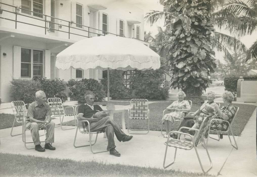 Travel, history of Iowa, Iowa History, Businesses and Factories, Hollywood, FL, palm tree, umbrella, Iowa, McMurray, Doug, lawn chairs