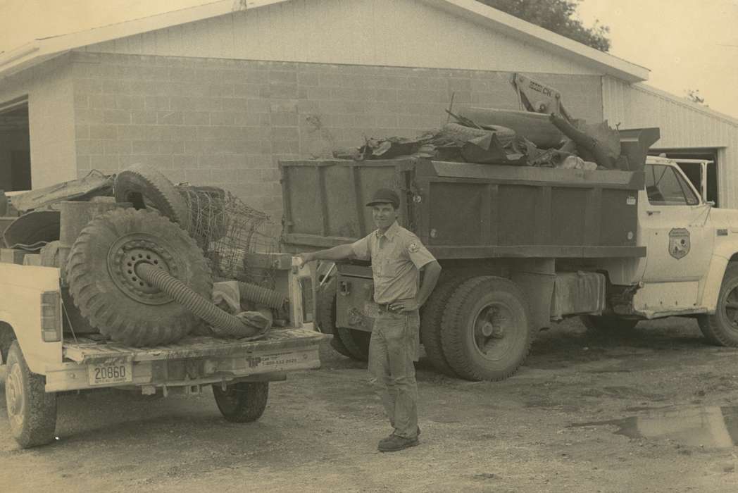 worker, history of Iowa, Iowa History, Labor and Occupations, Motorized Vehicles, Businesses and Factories, Civic Engagement, dump truck, Iowa, Bremer County, IA, Waverly Public Library, Portraits - Individual