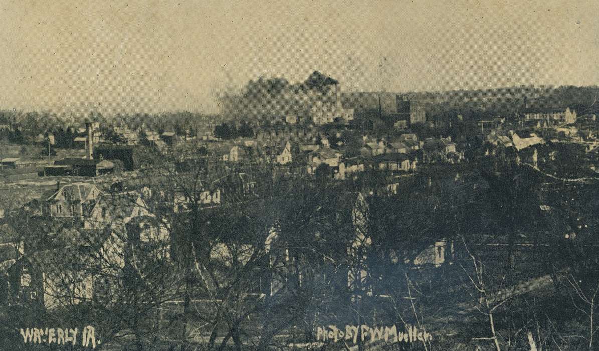 Main Streets & Town Squares, history of Iowa, Iowa History, Meyer, Sarah, Businesses and Factories, Waverly, IA, Aerial Shots, Iowa, Cities and Towns, Homes, skyline