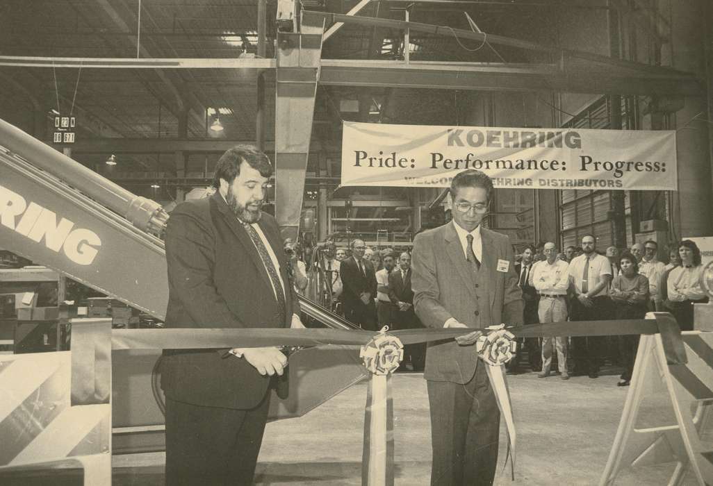 history of Iowa, businessman, Businesses and Factories, Waverly, IA, Waverly Public Library, Iowa, ribbon, ceremony, Iowa History, Labor and Occupations