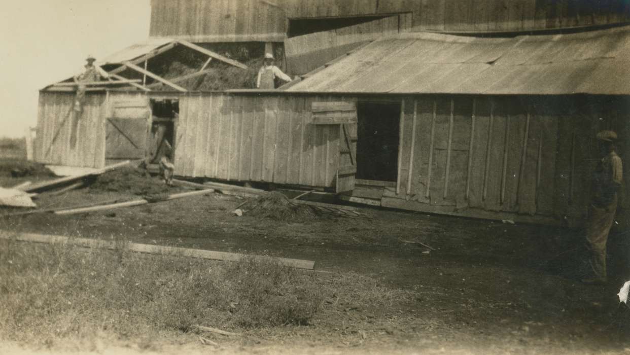 Portraits - Group, storm, Mediapolis, IA, destruction, history of Iowa, Iowa History, barn, hailstorm, storm damage, Pate, Linda, weather, Iowa, hail, Farms, Labor and Occupations