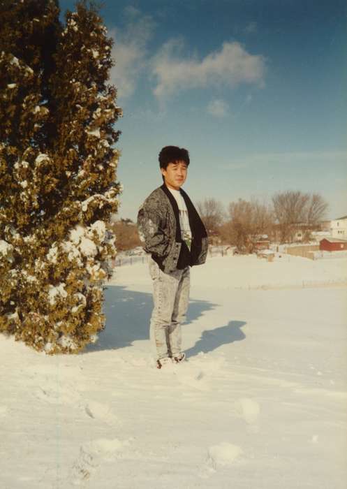 Danville, IA, People of Color, history of Iowa, Iowa History, Pounsavan, Aaron, coat, Iowa, tree, snow, Portraits - Individual