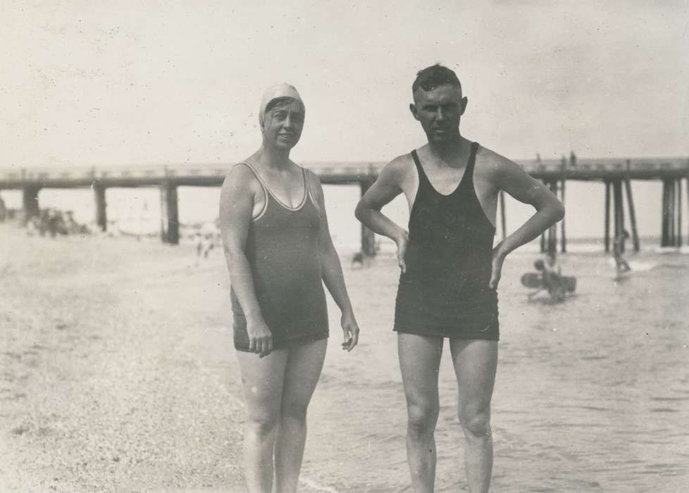 Outdoor Recreation, Portraits - Group, Iowa, pier, atlantic ocean, bathing cap, bathing suit, Leisure, sand, swimsuit, McMurray, Doug, ocean, history of Iowa, beach, Ocean Grove, NJ, Iowa History