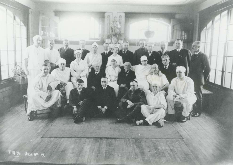 Portraits - Group, Waverly Public Library, history of Iowa, Iowa History, birthday celebration, doctor, Iowa, Hospitals, clinic
