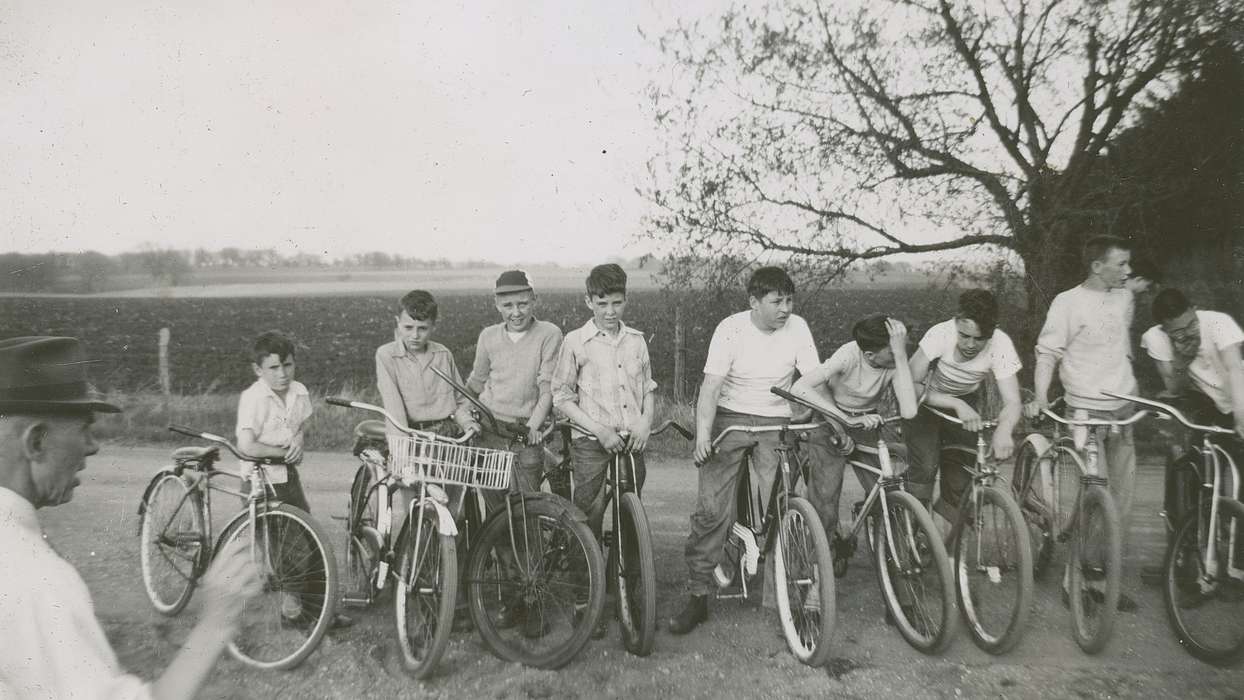history of Iowa, Iowa History, boy scout, Webster City, IA, bicycle, field, Iowa, Children, Outdoor Recreation, McMurray, Doug, bike, hat