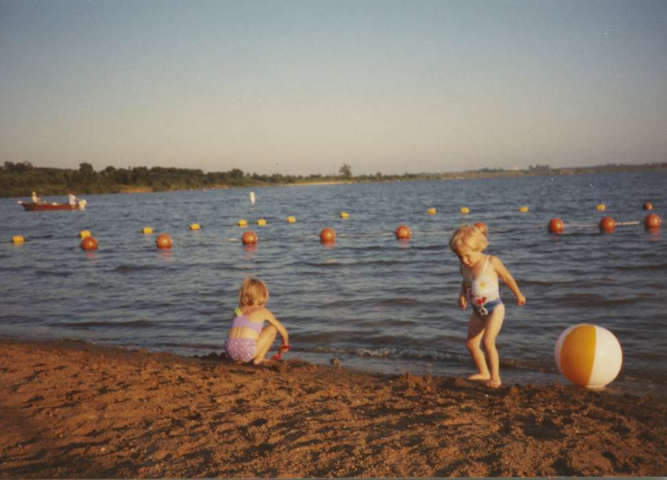 Boylan, Margie, history of Iowa, bouy, Iowa History, Lakes, Rivers, and Streams, Creston, IA, sand, beach ball, beach, swim, bathing suit, Iowa, swimsuit, Children, Leisure, toddlers