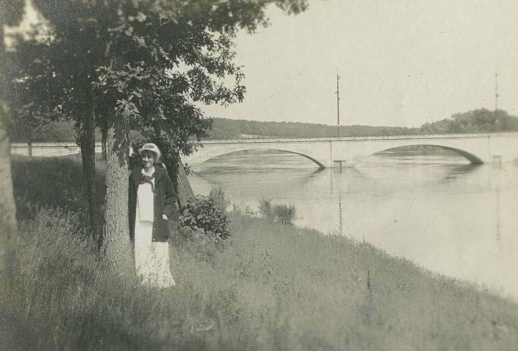 Portraits - Individual, bridge, Iowa History, LeQuatte, Sue, Lakes, Rivers, and Streams, Iowa, IA, river, history of Iowa