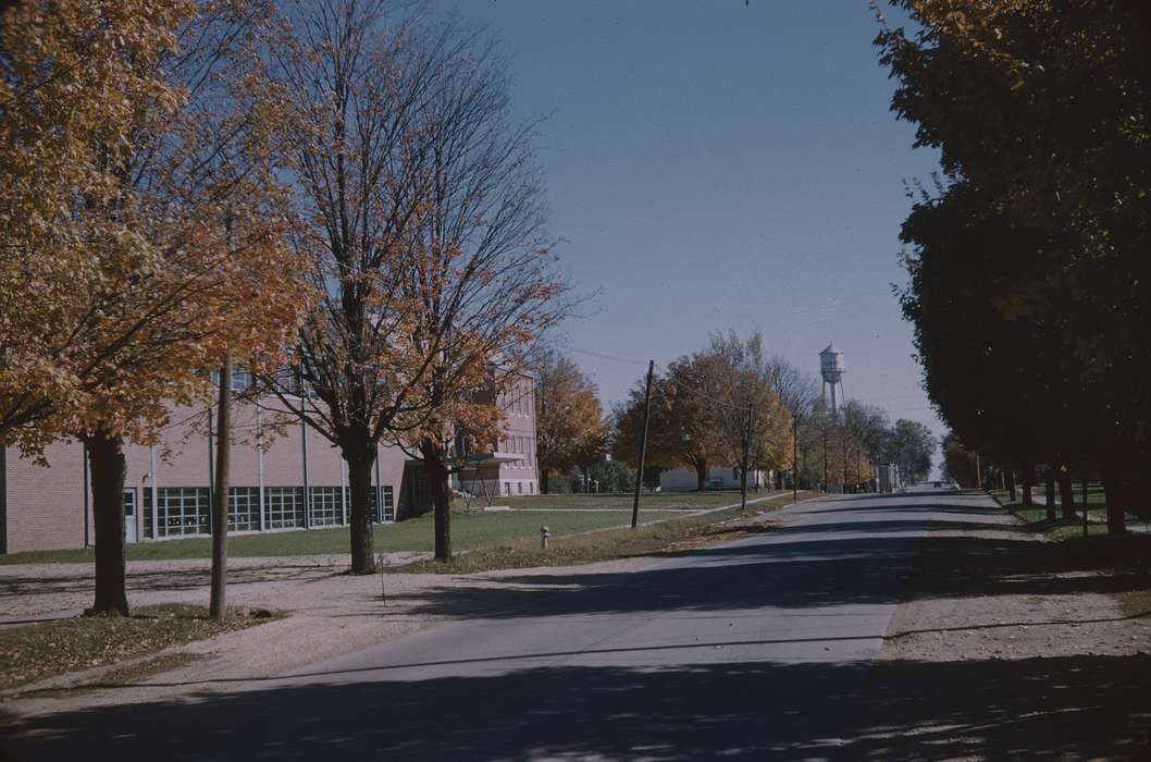 history of Iowa, Sack, Renata, IA, Iowa History, road, autumn, foliage, water tower, Iowa, Cities and Towns, street, fall
