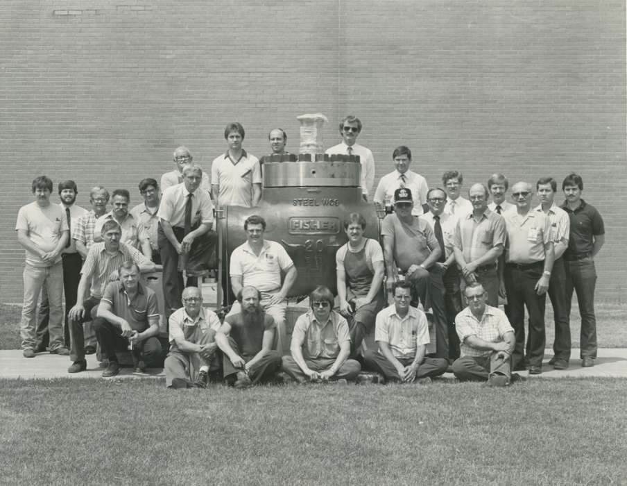 Portraits - Group, history of Iowa, steel worker, IA, Iowa History, large group picture, Wilson, Anna, Iowa, Labor and Occupations