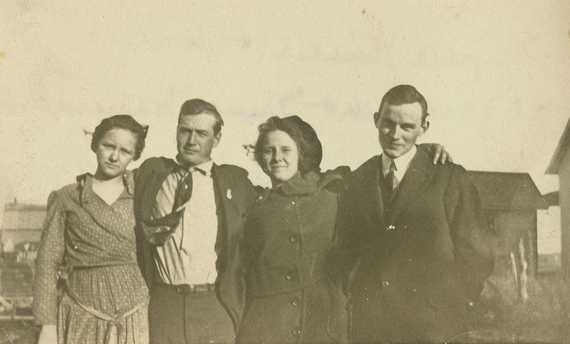 Portraits - Group, history of Iowa, Iowa History, IA, coat, necktie, Iowa, Fredericks, Robert, wind