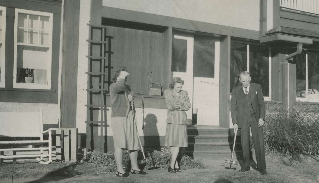 history of Iowa, Iowa History, Winter, trellis, Webster City, IA, rocking chair, house plant, Iowa, Outdoor Recreation, McMurray, Doug, suit, croquet
