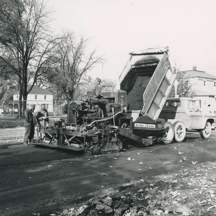 Cities and Towns, Iowa History, Waverly Public Library, construction, Iowa, history of Iowa, road paving, Waverly, IA, Labor and Occupations