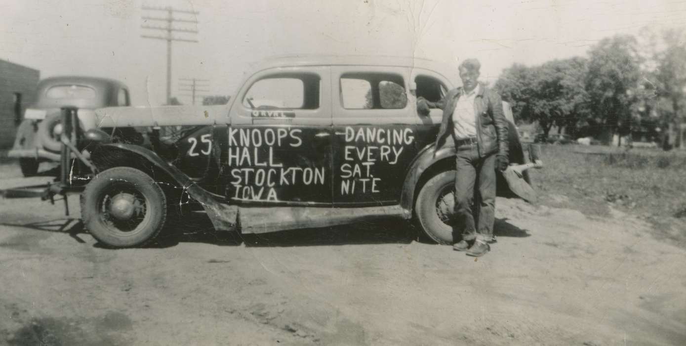 history of Iowa, race car, Entertainment, Motorized Vehicles, Iowa, car, sign, Portraits - Individual, Stockton, IA, Knutsen, Harry & Char, racecar, Sports, Iowa History