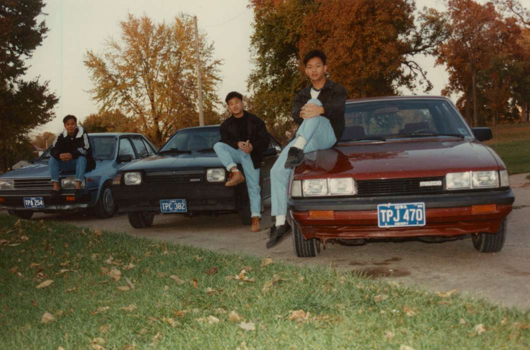 Portraits - Group, Mount Pleasant, IA, Iowa, Pounsavan, Aaron, Leisure, mazda, car, People of Color, history of Iowa, Motorized Vehicles, Iowa History, license plate