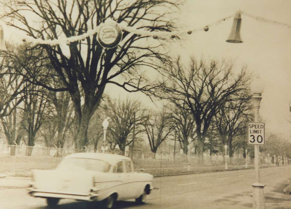 history of Iowa, Waverly Public Library, christmas decorations, Holidays, car, Motorized Vehicles, Iowa, Iowa History, Cities and Towns, christmas