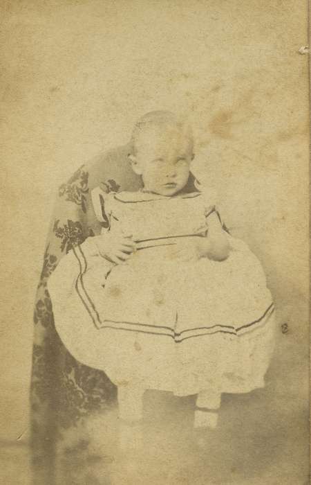 baby, carte de visite, boy, Iowa, child, Children, Olsson, Ann and Jons, Portraits - Individual, dress, history of Iowa, embroidery, Clinton, IA, Iowa History