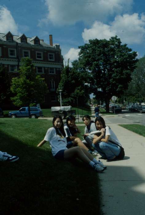 sidewalk, UNI Special Collections & University Archives, history of Iowa, lawn, dorm, Iowa, uni, Cedar Falls, IA, dormitory, People of Color, Iowa History, university of northern iowa, Portraits - Group, Schools and Education