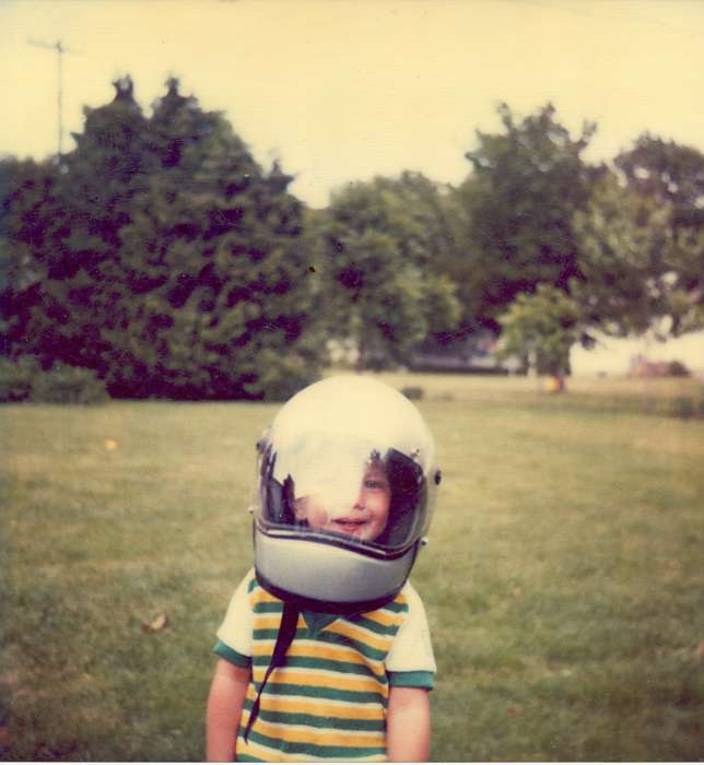 Iowa, New Hampton, IA, Children, Portraits - Individual, astronaut, Lang, Mavis, history of Iowa, helmet, Iowa History