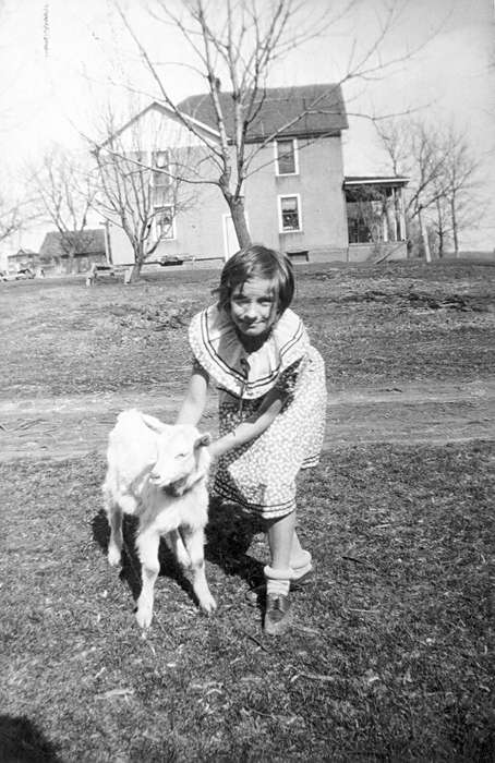 history of Iowa, goat, Farms, Mason City, IA, Animals, Iowa, Portraits - Individual, Children, Iowa History, Brockmeyer, Janet