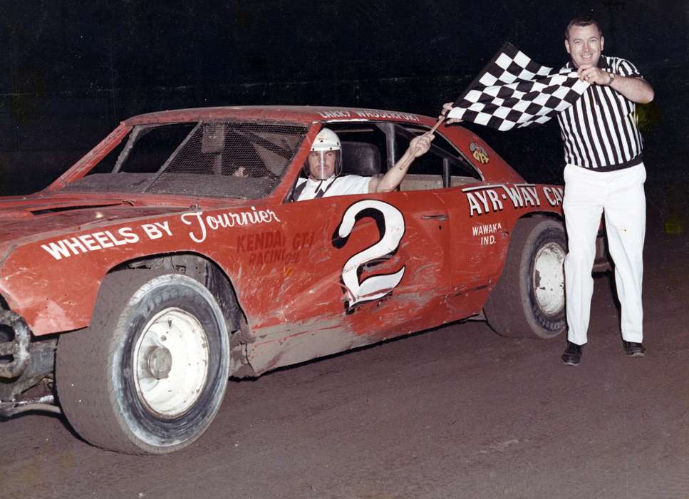 flag, tunis speedway, racecar, history of Iowa, Iowa History, Entertainment, Motorized Vehicles, Volgarino, Jim, car, speedway, Iowa, Waterloo, IA, Sports