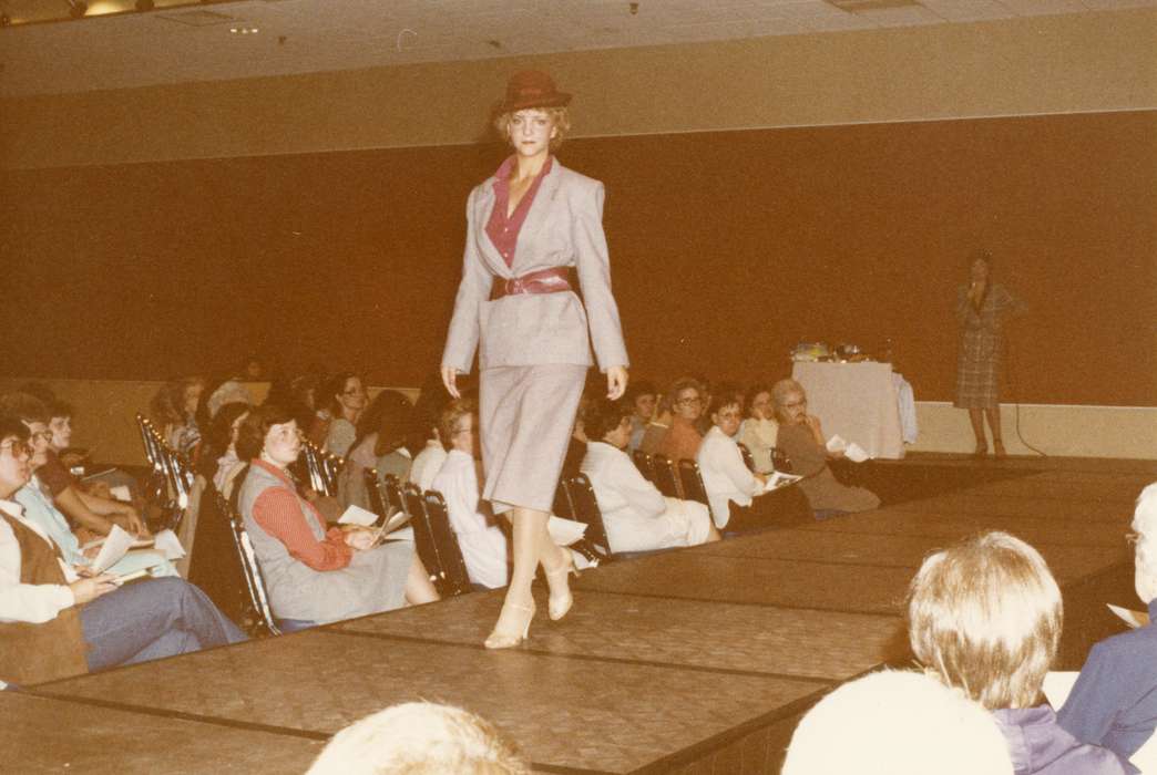 history of Iowa, fashion show, Iowa History, cat walk, Entertainment, fedora, runway, Cedar Rapids, IA, Iowa, Karns, Mike, model, Labor and Occupations