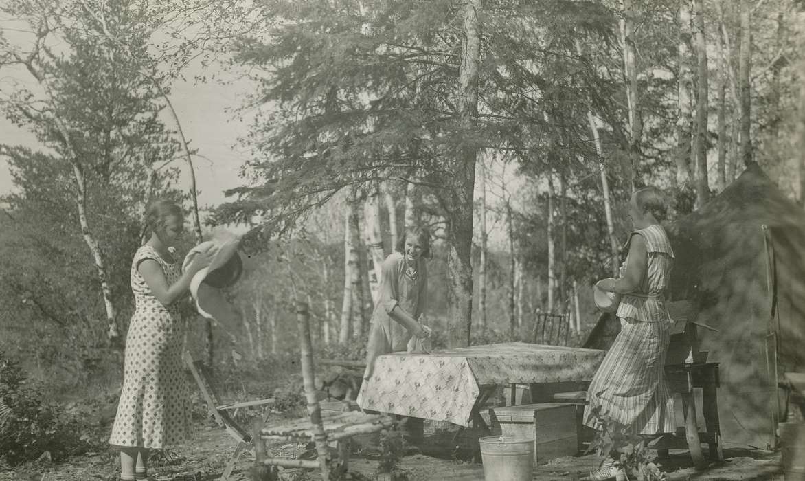 Travel, history of Iowa, Iowa History, Families, bucket, chair, tent, Iowa, Outdoor Recreation, tablecloth, McMurray, Doug, dress, tree, MN