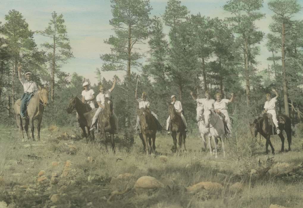 Portraits - Group, history of Iowa, Iowa History, Animals, Hisega, SD, Iowa, family, Outdoor Recreation, colorized, McMurray, Doug, horse