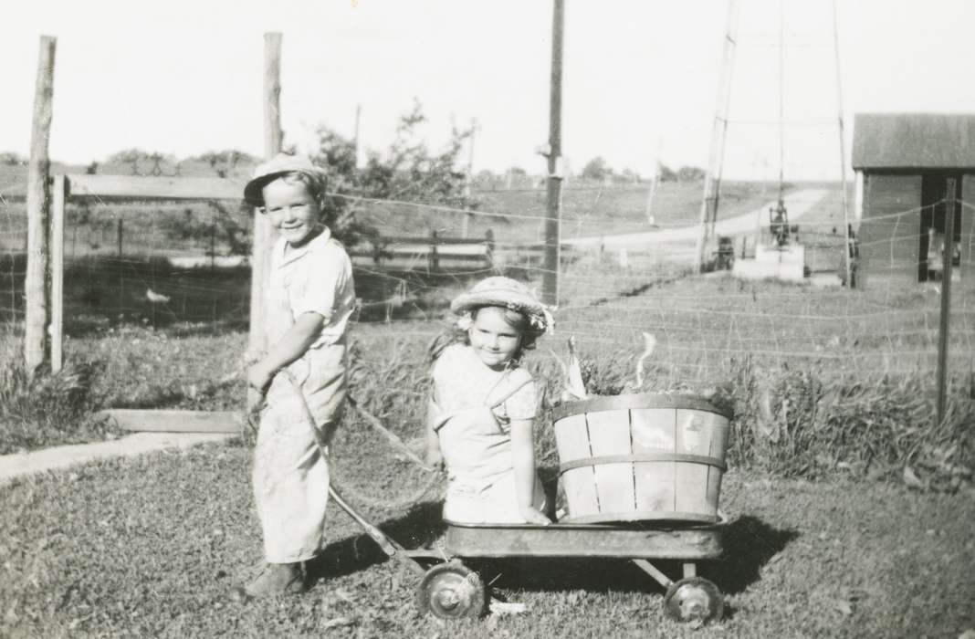 Iowa, Rear, Audrey, Children, Portraits - Individual, Farms, Decorah, IA, garden, history of Iowa, Iowa History, wagon