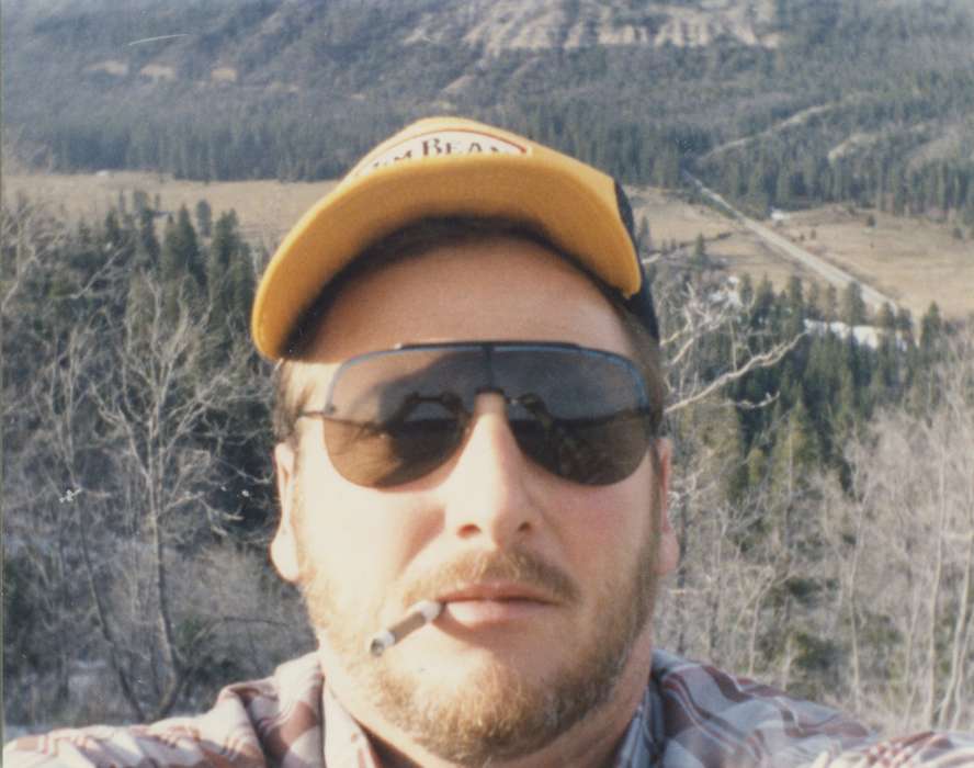 hat, cigarette, Portraits - Individual, sunglasses, Iowa History, Iowa, Travel, Outdoor Recreation, history of Iowa, Zegers, Linda, Leisure, Nevada County, CA, beard