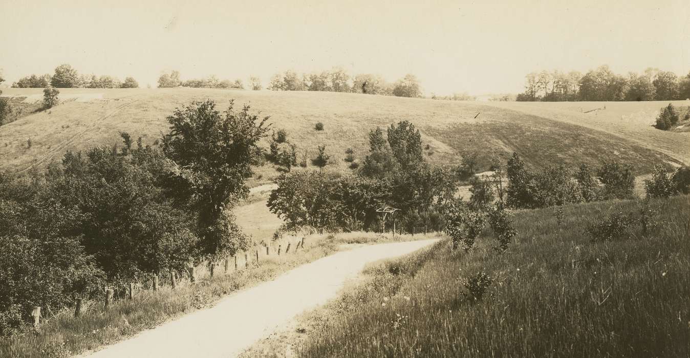 Hatcher, Cecilia, history of Iowa, Iowa History, field, dirt road, hill, Iowa, Landscapes, Anamosa, IA, park
