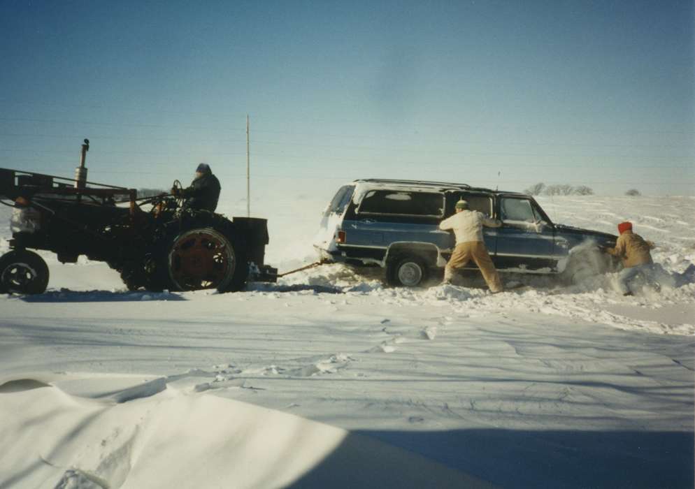 Peck, Dona, suv, truck, history of Iowa, Wrecks, snow, Motorized Vehicles, suburban, Postville, IA, Iowa, chevrolet, Iowa History, chevy, Winter, tractor