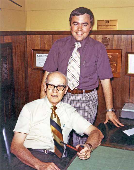 Portraits - Group, pipe, history of Iowa, Iowa History, Ottumwa, IA, Businesses and Factories, necktie, son, Iowa, Lemberger, LeAnn, father, Labor and Occupations