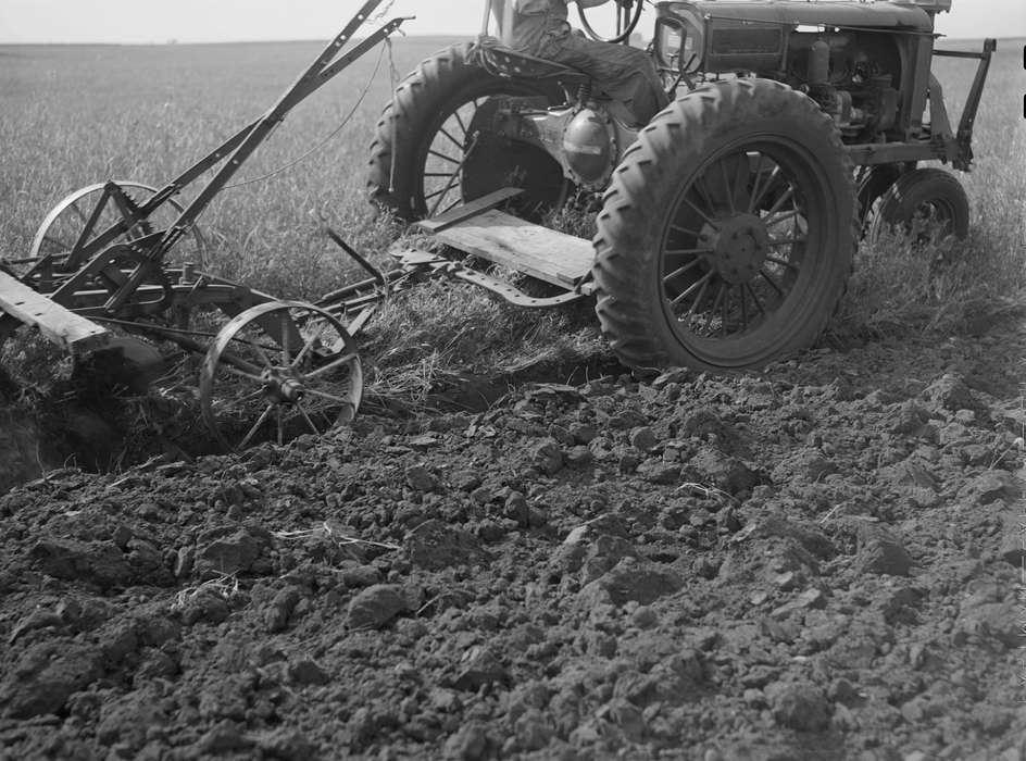 plowing, history of Iowa, Library of Congress, Motorized Vehicles, Farms, farmer, cultivation, Iowa, Portraits - Individual, Labor and Occupations, plow, Iowa History, Farming Equipment, tractor