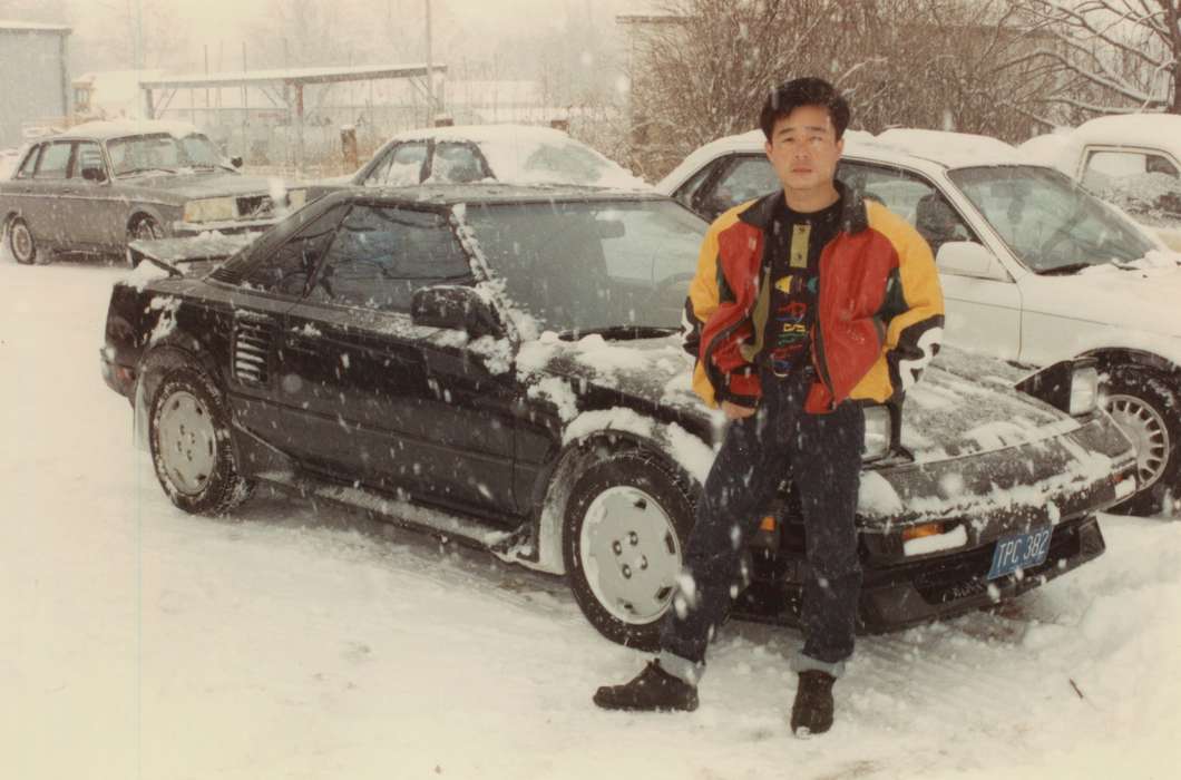 Motorized Vehicles, Iowa History, Iowa, history of Iowa, Portraits - Individual, car, Winter, Mount Pleasant, IA, snow, Pounsavan, Aaron