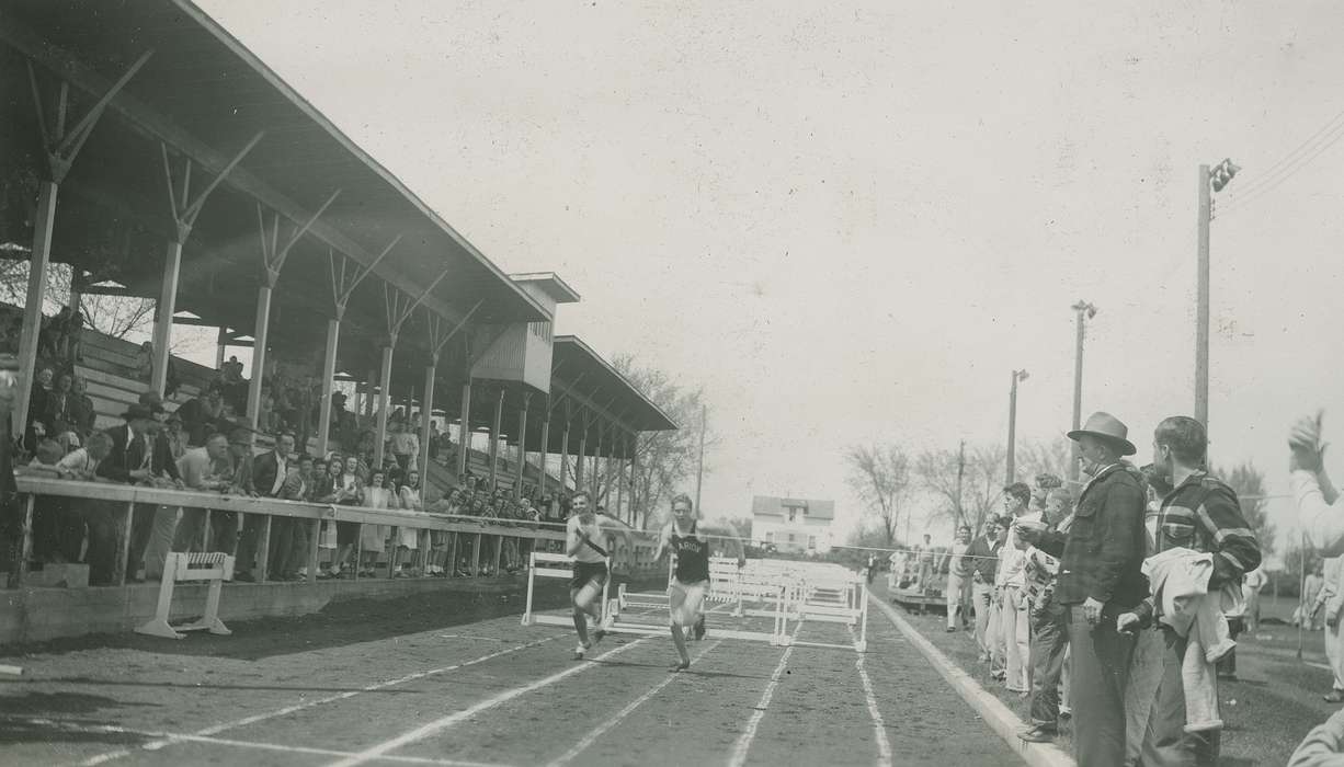 hurdle, Iowa History, race, Iowa, stadium light, Clarion, IA, bleachers, Sports, McMurray, Doug, Entertainment, track, history of Iowa