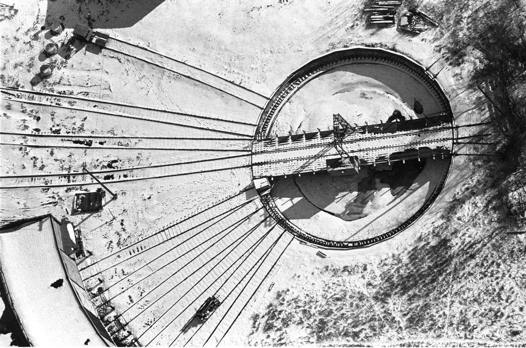 history of Iowa, Iowa History, Ottumwa, IA, Winter, roundhouse, train track, railroad, Aerial Shots, Iowa, Lemberger, LeAnn, snow, Train Stations