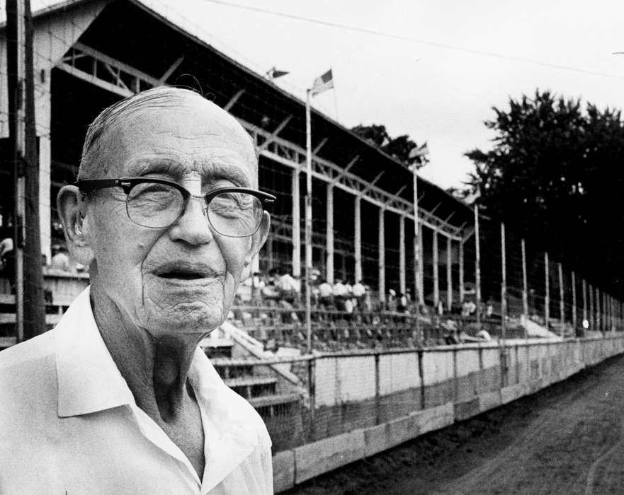 Fairs and Festivals, racetrack, elderly, history of Iowa, Lemberger, LeAnn, fair, Iowa, Portraits - Individual, Iowa History, Eldon, IA