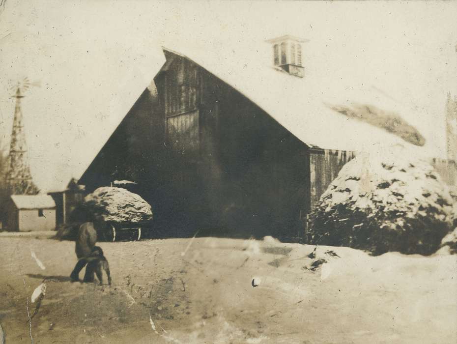 Barns, snow, Neessen, Ben, Iowa, dog, history of Iowa, Outdoor Recreation, Iowa History, IA, Animals