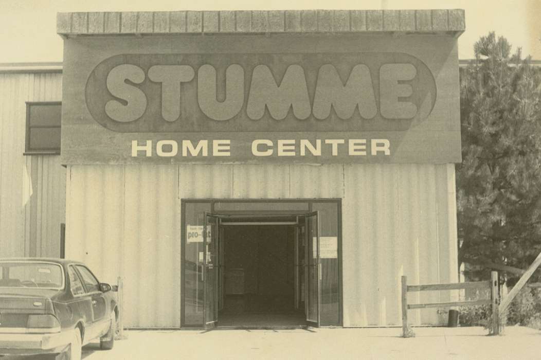 Main Streets & Town Squares, history of Iowa, Iowa History, storefront, Businesses and Factories, back of car, lumberyard, Iowa, Bremer County, IA, Waverly Public Library