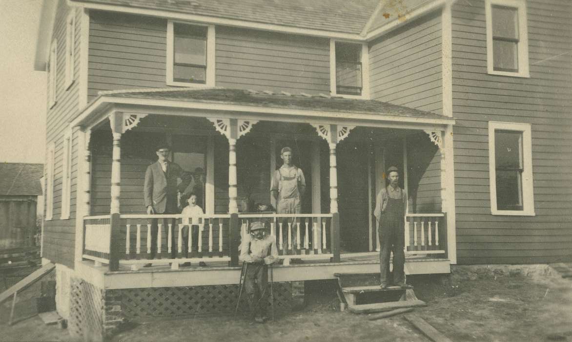 Portraits - Group, Iowa, crutches, Homes, house, Peru Township, IA, Fredericks, Robert, history of Iowa, Iowa History