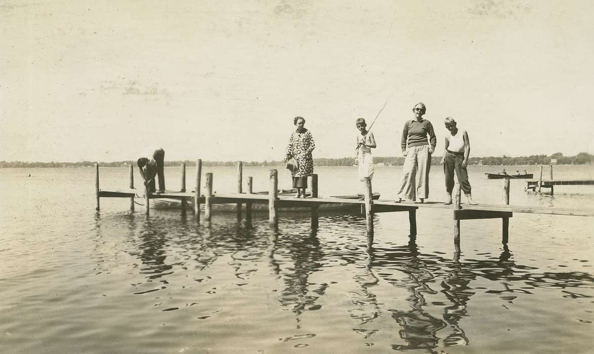 Portraits - Group, Iowa History, Lakes, Rivers, and Streams, dock, Clear Lake, IA, Iowa, lake, McMurray, Doug, Outdoor Recreation, Leisure, history of Iowa